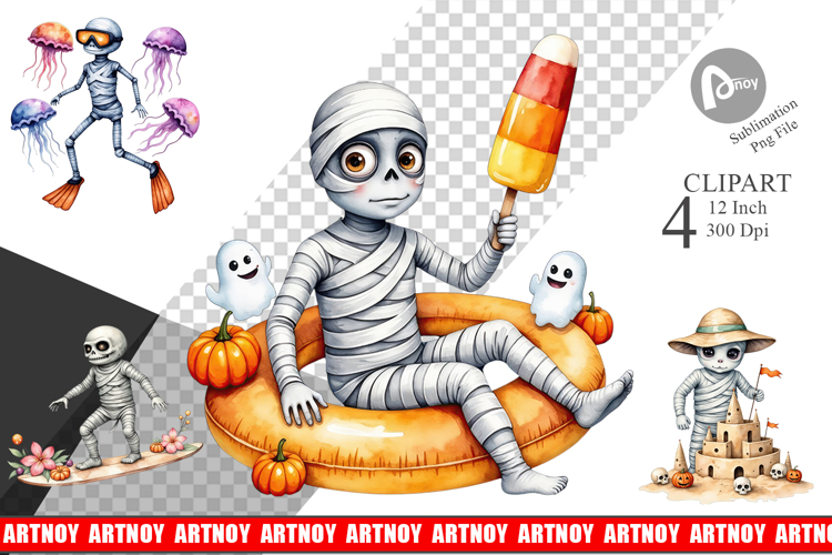 Mummy Beach Holiday Clipart