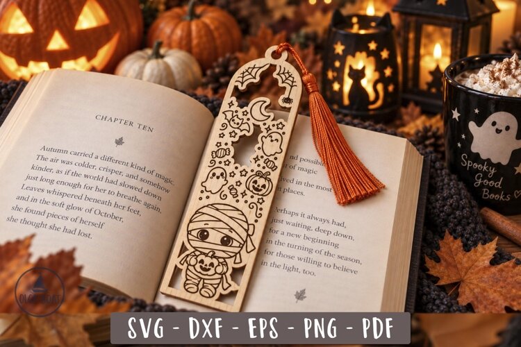 Mummy Cute Halloween Bookmark SVG Laser cut design