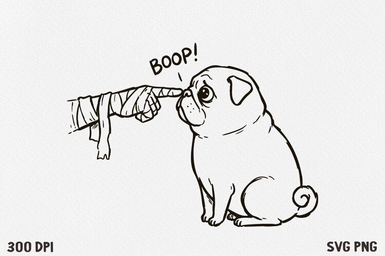 Mummy Hand Boop Pug Halloween SVG PNG example image 1