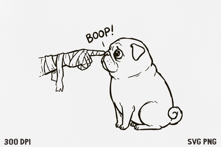 Mummy Hand Boop Pug Halloween SVG PNG