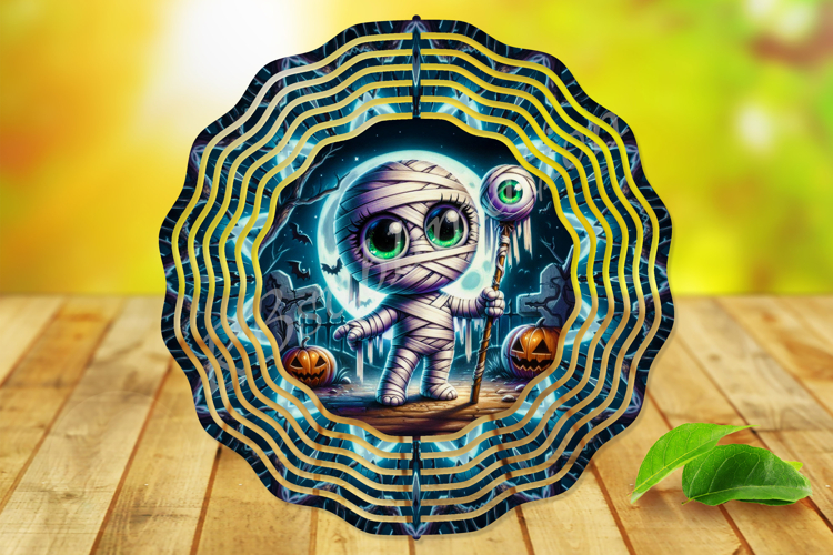 Cute Halloween Mummy Wind Spinner PNG Sublimation PNG