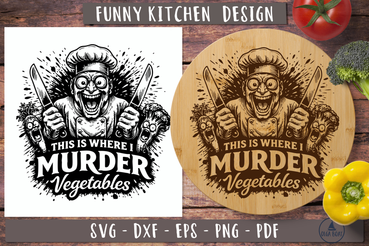 Murder Vegetables Funny Kitchen Cutting Board SVG