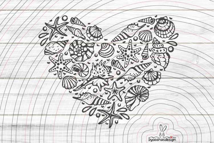 shell heart Cutting file SVG DXF