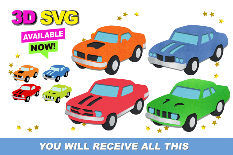 Muscle cars Elements 3D SVG