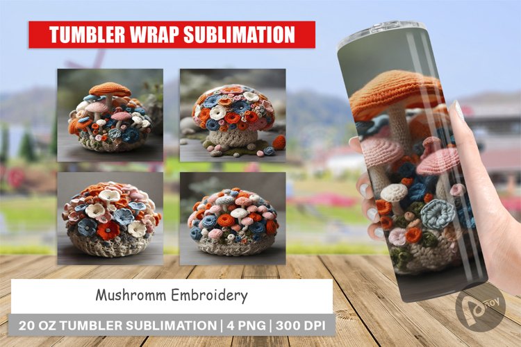 Tumbler Sublimation Mushromm Embroidery