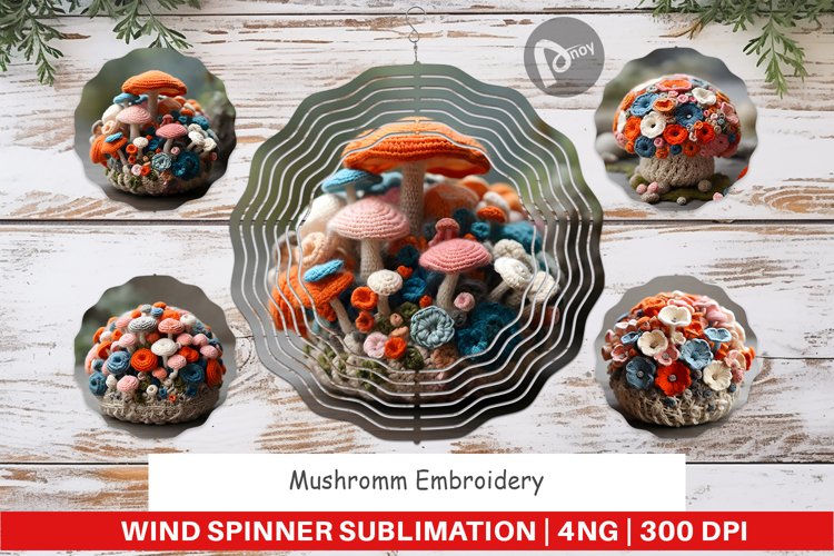 Wind Spinner Mushromm Embroidery