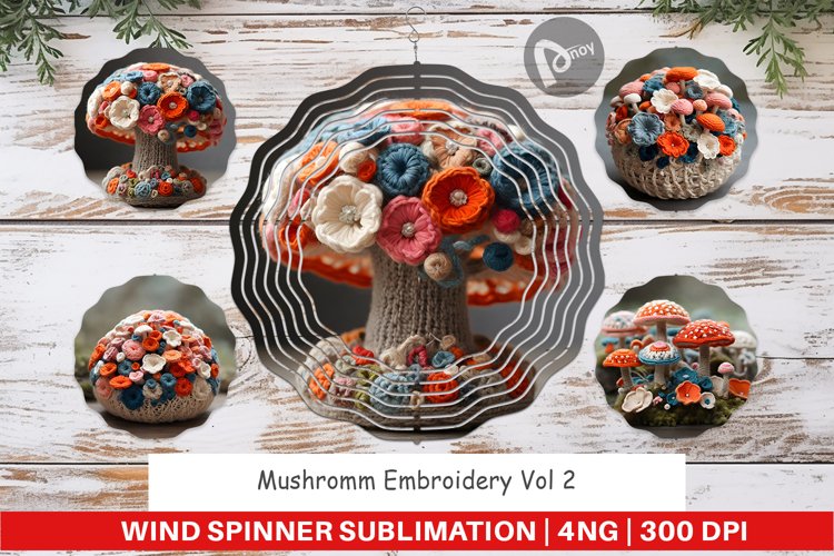 Wind Spinner Mushromm Embroidery