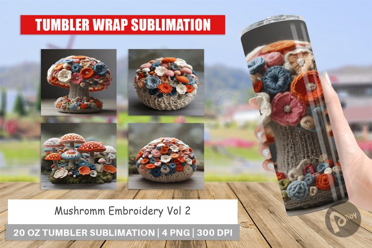 Tumbler Sublimation Mushromm Embroidery