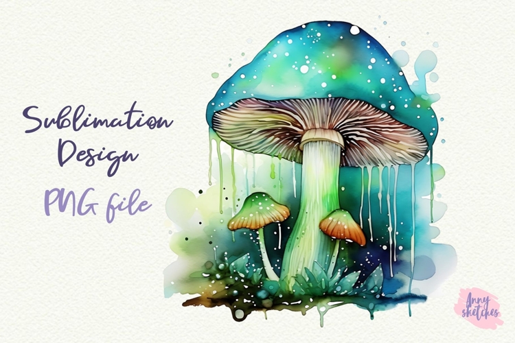 Bioluminescent Glowing Mushrooms Clipart Witchy PNG