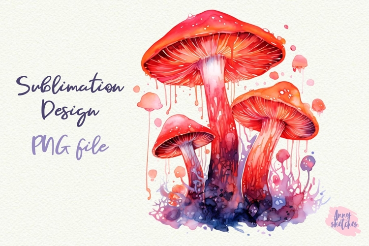 Bioluminescent Glowing Mushrooms Clipart Witchy PNG
