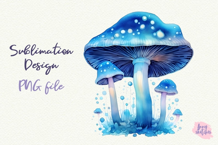 Bioluminescent Glowing Mushrooms Clipart Witchy PNG
