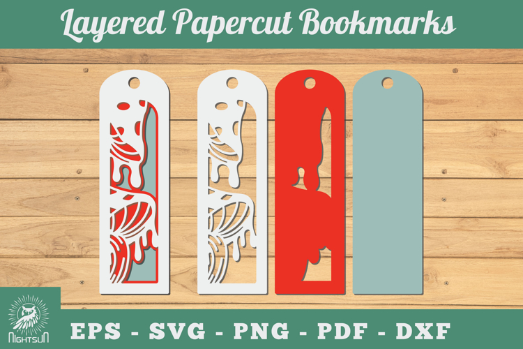 Mushroom 3D Papercut Bookmarks SVG