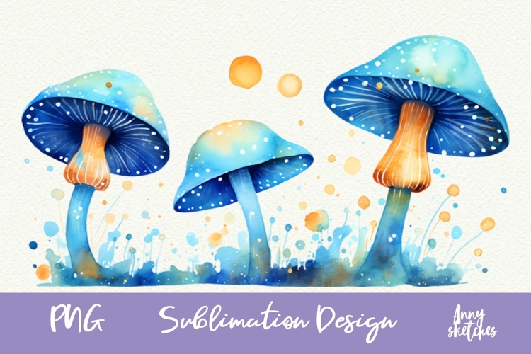 Bioluminescent Glowing Mushrooms Clipart Witchy PNG