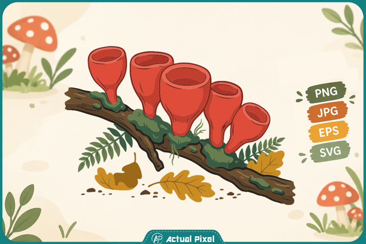 Red Cup Fungus Clipart