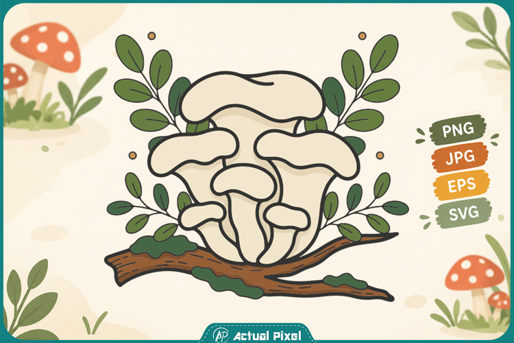 White Mushroom Cluster Clipart