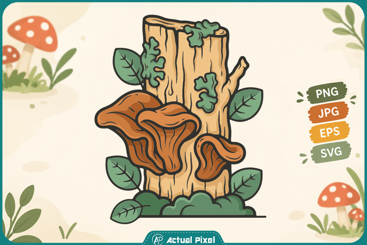 Bracket Fungus on Log Clipart