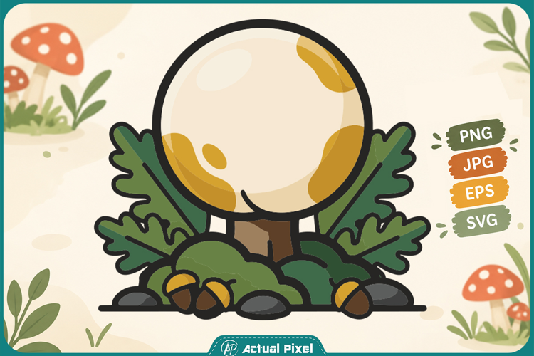 Forest Puffball Mushroom Clipart
