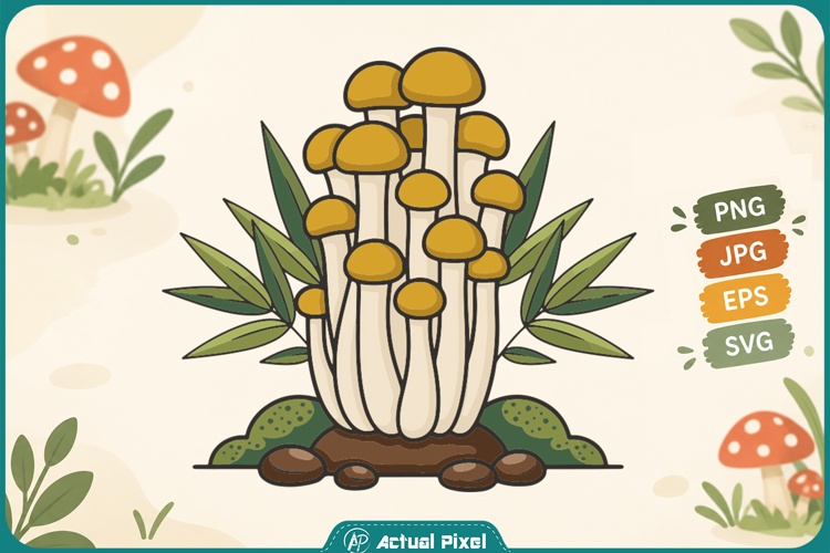 Yellow Mushroom Cluster Clipart