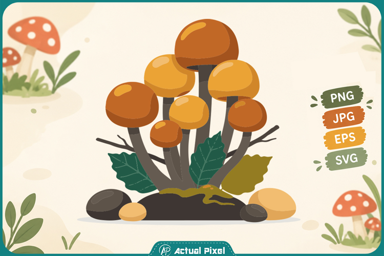 Orange Mushroom Cluster Clipart