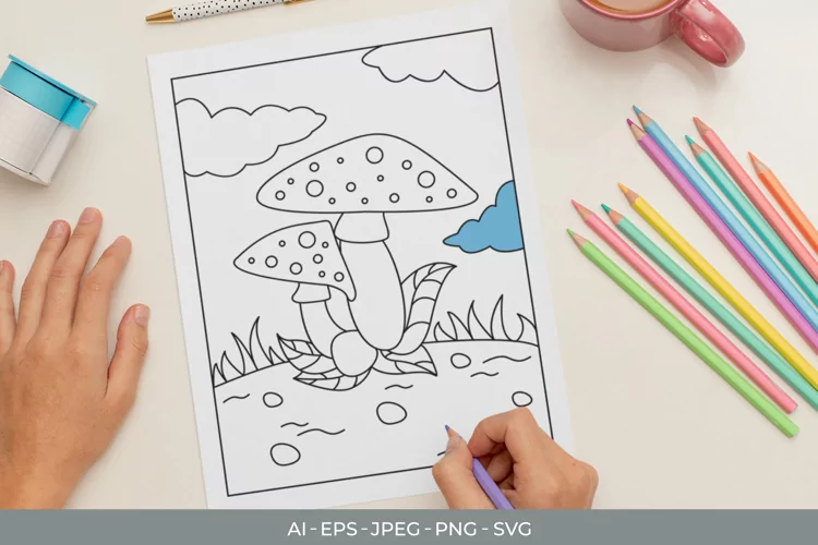 Mushroom Coloring Page