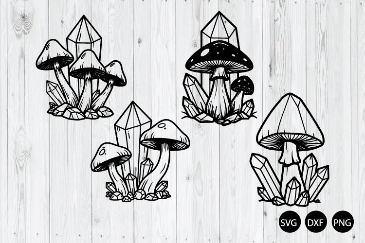 Crystal Mushroom SVG, Magic Crystals SVG, Celestial Mushroom example image 1