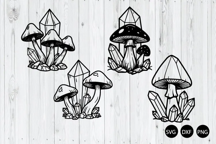 Crystal Mushroom SVG, Magic Crystals SVG, Celestial Mushroom