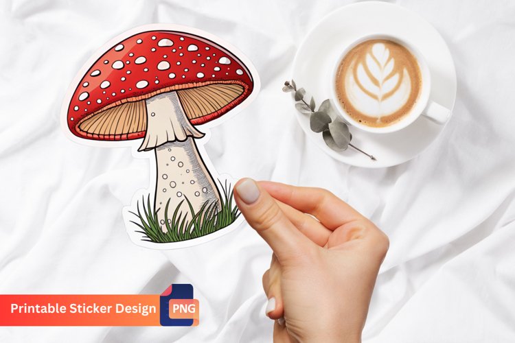 Mushroom Fly Agaric Sticker, Magic Mushroom Sticker