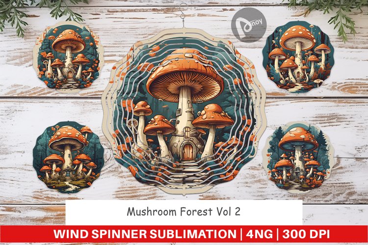 Wind Spinner Vintage Mushroom Forest