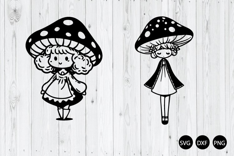 Mushroom Head Cartoon Fairy Cute Girl SVG, Mushroom SVG