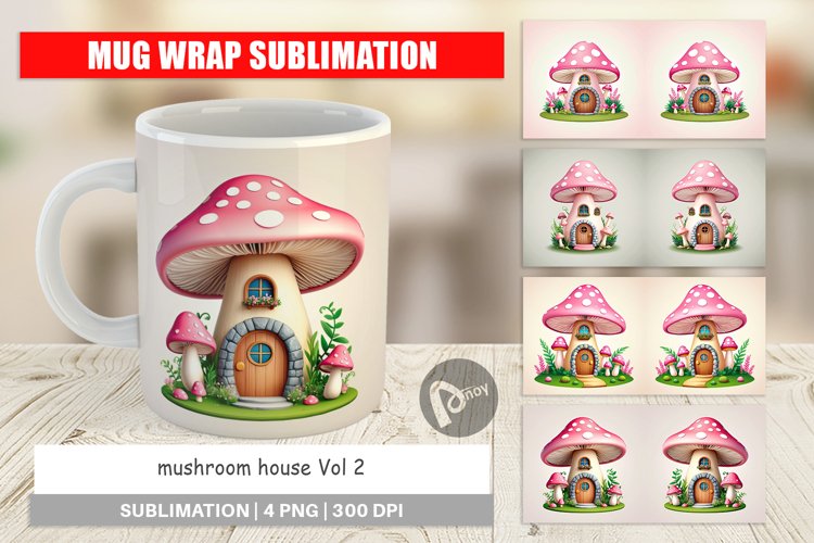 Mug Wrap Design Mushroom House