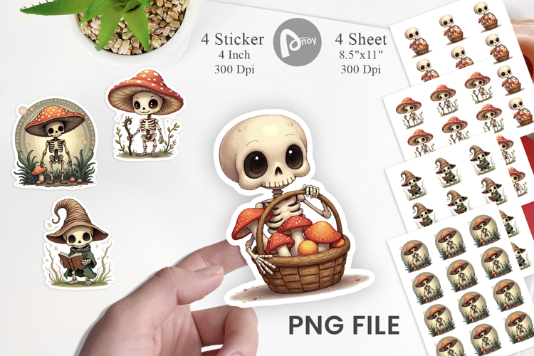 Mushroom Mage Skeletons Sticker