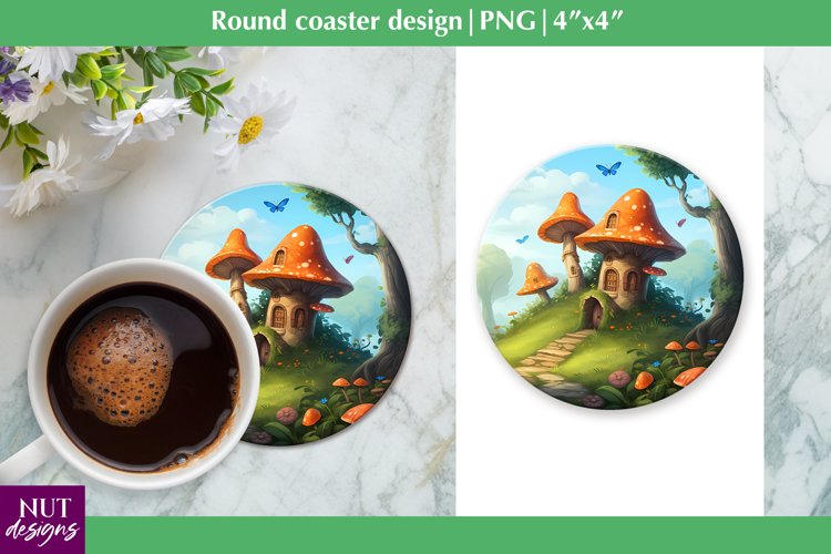 Summer coaster sublimation Fantasy mushroom coaster