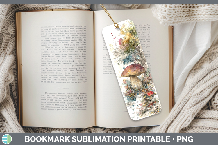 Bay Bolete Mushroom Sketch Bookmark Sublimation Design