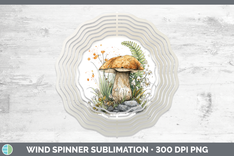 Bay Bolete Mushroom Sketch Wind Spinner Sublimation Design