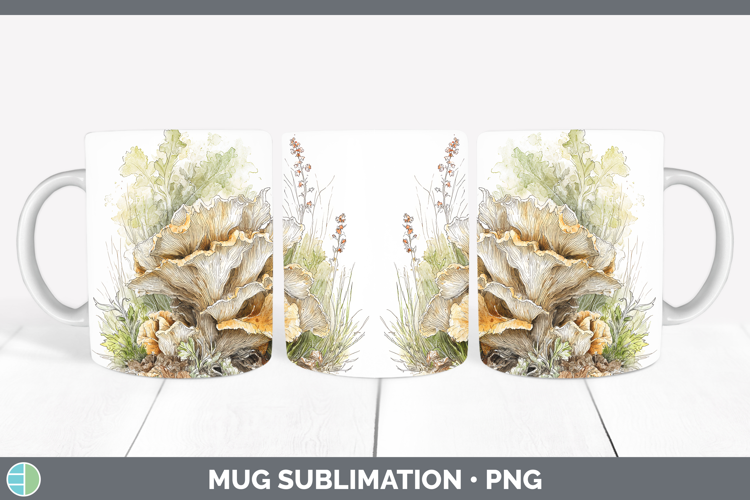 Bears Head Mushroom Sketch Mug Wrap Sublimation Design