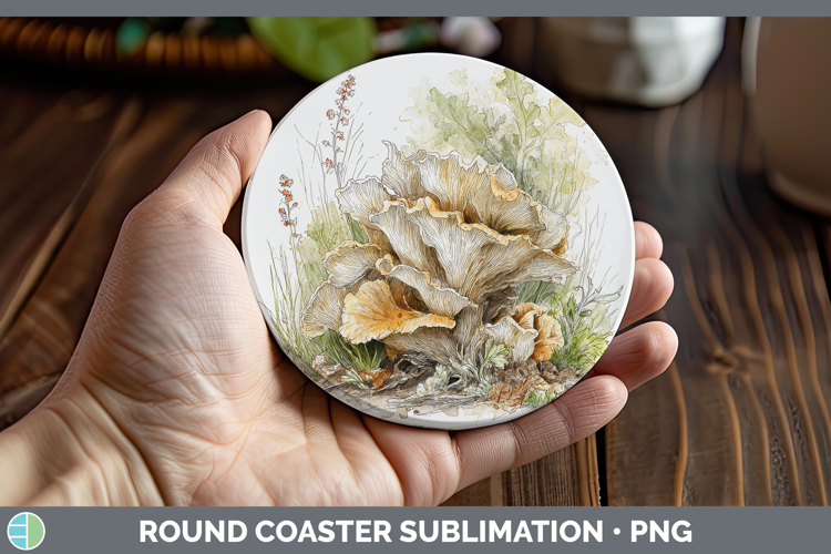 Bears Head Mushroom Sketch Round Coaster Sublimation Design