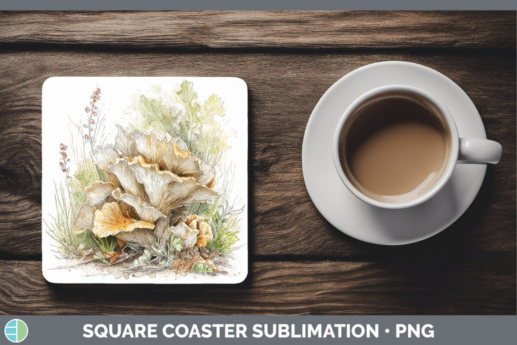 Bears Head Mushroom Sketch Square Coaster Sublimation Design