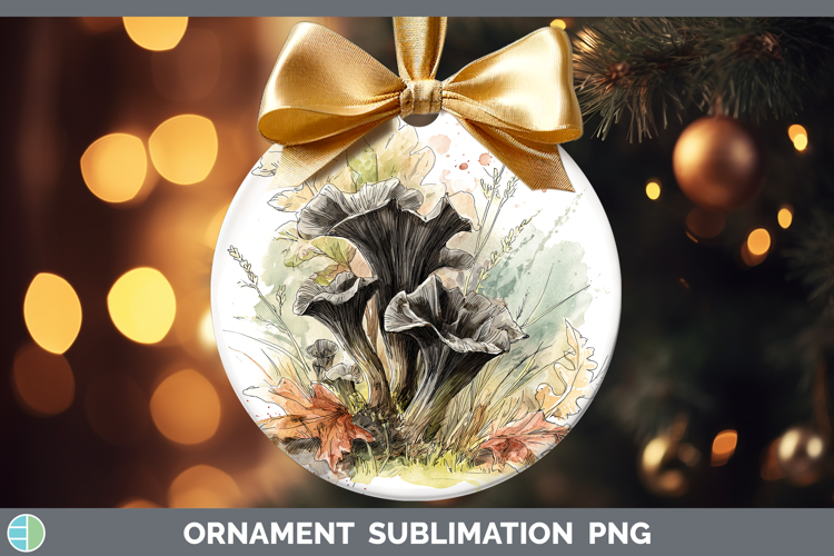 Black Trumpet Mushroom Sketch Ornament Sublimation Design
