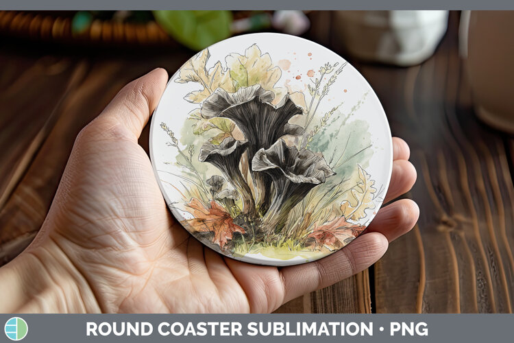GorgeousMushroom Sketch Round Coaster design.