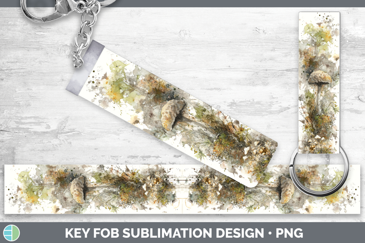 Brain Mushroom Sketch Key Fob Sublimation Design