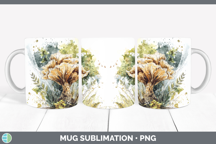 Brain Mushroom Sketch Mug Wrap Sublimation Design