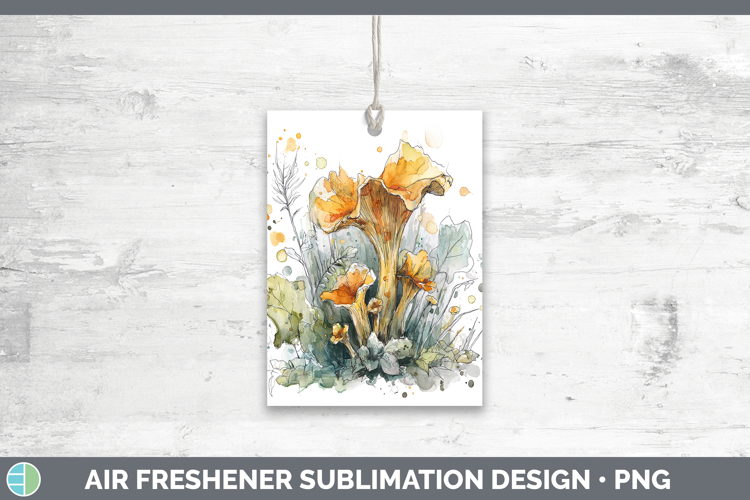 Chanterelle Mushroom Sketch Air Freshener Sublimation Design
