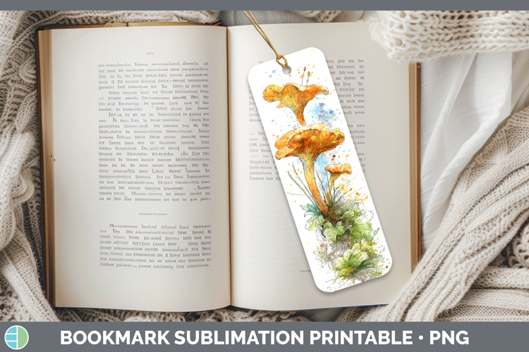 Chanterelle Mushroom Sketch Bookmark Sublimation Design