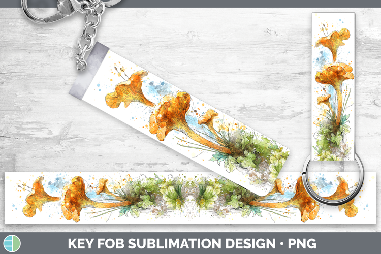 Chanterelle Mushroom Sketch Key Fob Sublimation Design