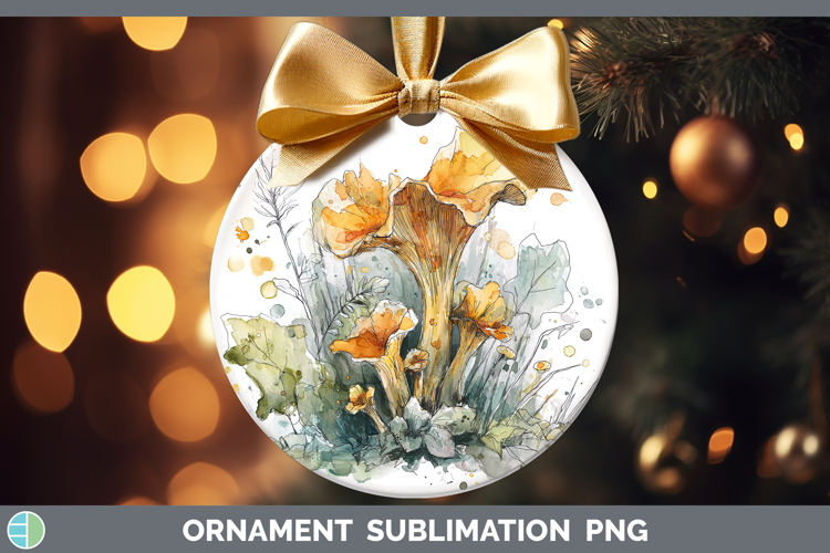 Chanterelle Mushroom Sketch Ornament Sublimation Design