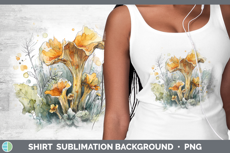 Chanterelle Mushroom Sketch Shirt Sublimation Design