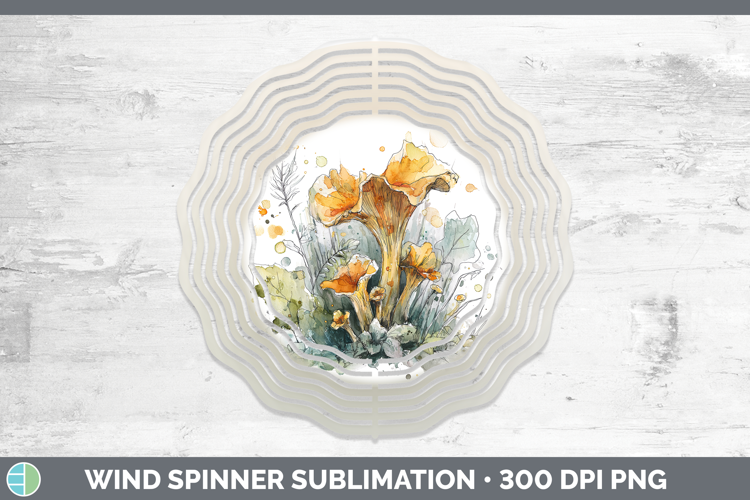 Chanterelle Mushroom Sketch Wind Spinner Sublimation Design