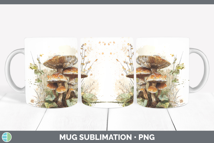 Chestnut Royale Mushroom Sketch Mug Wrap Sublimation Design
