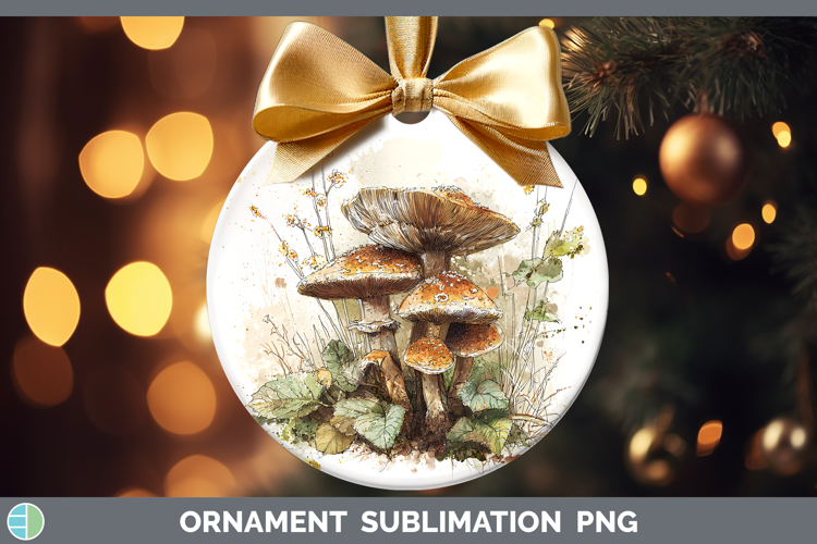 Chestnut Royale Mushroom Sketch Ornament Sublimation Design