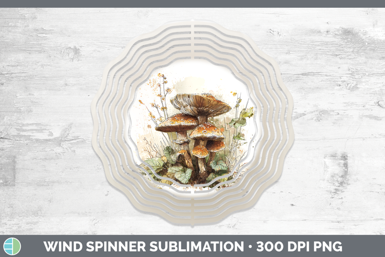 Chestnut Royale Mushroom Sketch Wind Spinner Sublimation Des